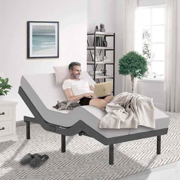 Alwyn Home Lamantia Twin XL Adjustable Bed Frame with Mattress, Dual